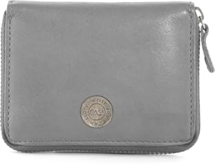 Cas8 Geldbörse klein MIA - Portmonnaie für Damen mit RFID-Schutz, Robustes Leder, Börse mit Reißverschluss, Kartenportmonee, klein und handlich für Jede Tasche geeignet (Dusty)