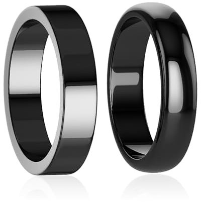 Lonage Hämatit-Ring für Frauen Männer, echter magnetischer schwarzer Steinring für Angst-Balance-Wurzel-Chakra, absorbieren negative Energie Schmuck Geschenke Größe 6-13 (9)