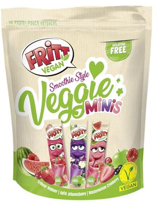 FRITT Vegan Smoothie Style-Mix Minis 135g, 100% Vegane Mini Kaubonbons, vegane Süßigkeiten ohne Gelantine, mit neuer Sorte