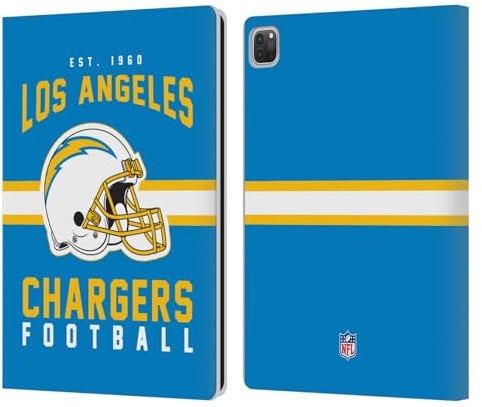 Head Case Designs Offizielle NFL Helm-Buchdruckerkunst Los Angeles Chargers Graphics Leder-Wallet-Hülle Kompatibel mit Apple iPad Pro 13 M4 2024