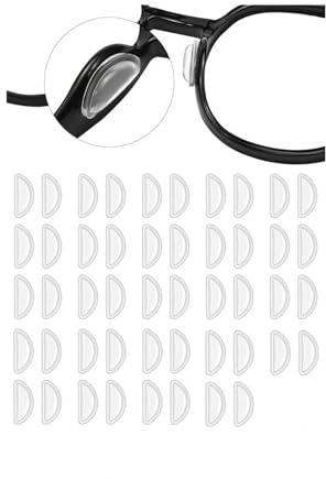 JZK 24 Paar selbstklebende Augenbrillen-Nasenpads, 3 mm Dicke, transparent, D-Form, rutschfest, weiches Silikon, Nasenpads für Vollrahmen-Brillen von Sonnenbrillen, Brillen