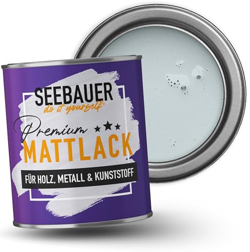SEEBAUER diy Mattlack Blau 375ml für Innen & Außen (No. 817 Blue Ridge) Möbelfarbe ohne Schleifen - Hybrid-Lack für Holz, Metall, Kunststoff - Holzlack, Möbellack hohe Deckkraft