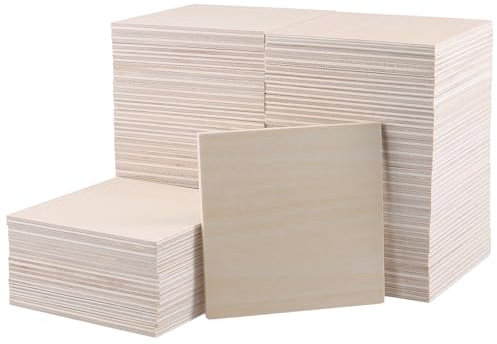 HONYUET 60 PCS 100x100x6mm Square Basswood Sheets, 4 Inch Plywood Wood Boards for DIY, Craft, Painting