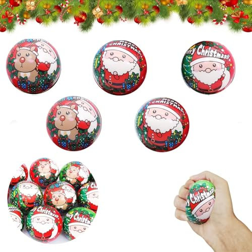 12 Stück Stressball Weihnachten, Antistressball Weihnachten, Anti Stress Ball, Squishy Ball, Anti Stress Spielzeug BäLle, AntistressbäLle für Kinder Mitgebsel Kindergeburtstag Weihnachten