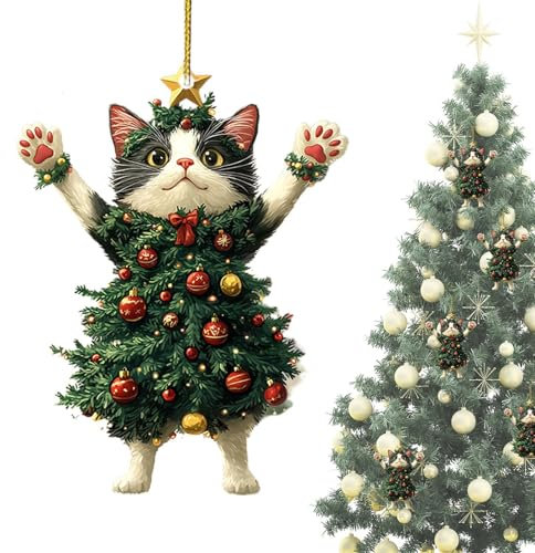 Gatto Ornamento Di Natale, Charm Di Natale Gattino Per Borsa E Decorazione Albero Appeso, Creativi Zaino Auto, Ornamenti Gatto Vacanza Per Albero Di Natale