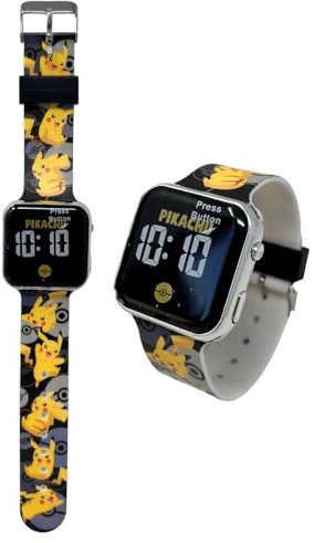 CARTOON Digitale Armbanduhr mit LED-Display, Silikonarmband, für Kinder, Pikachu, Armband