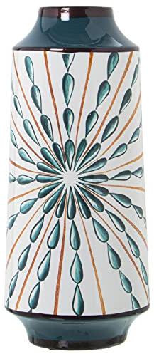 JARRÓN CERÁMICA BLANCO/AZUL °14X30CM