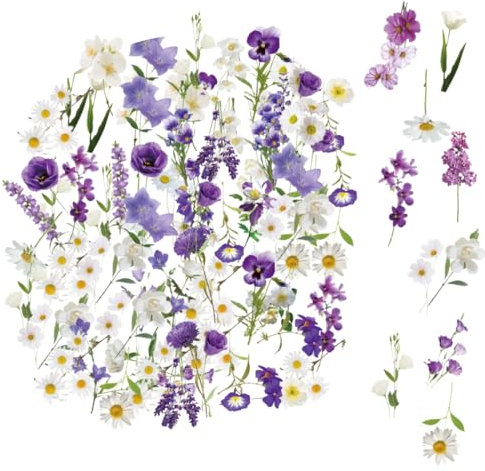 WeddHuis 80 Stück Vintage PET Wasserfeste Flower Stickers,Transparente Pflanzen Aufkleber,Blumen Scrapbooking Aufkleber für Scrapbook Fotoalbum Tagebücher Karten (Bunte)