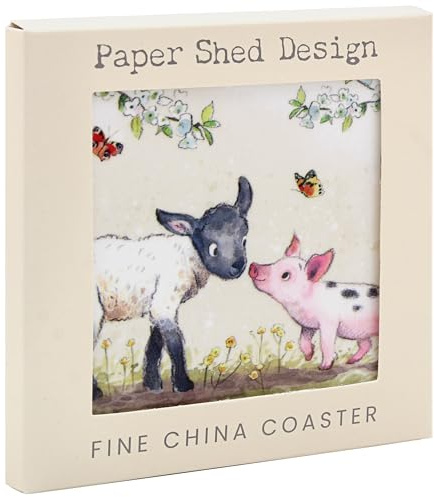 The Leonardo Collection Paper Shed Design Lamb & Piglet Coaster | Office, Home & Kitchen, Decorative Home Accessories, Tea & Coffee