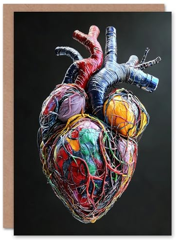 Artery8 Personalised Colourful Anatomical Human Heart Bold Modern For Him Or Her Art Birthday Card