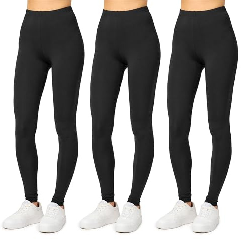 Merry Style Damen Lange Leggings aus Viskose MS10-143 (Schwarz/Schwarz/Schwarz, XXL)