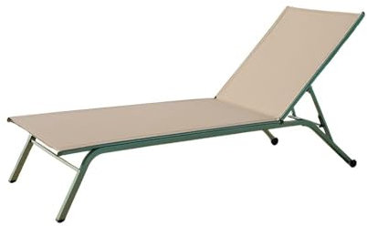 ZIK Lettino Prendisole da Giardino Sdraio Pieghevole, Schienale Regolabile Posizioni, Acciaio e Textilene, con Ruote per Piscina e Terrazza 195x63x34 cm (Verde salvia)