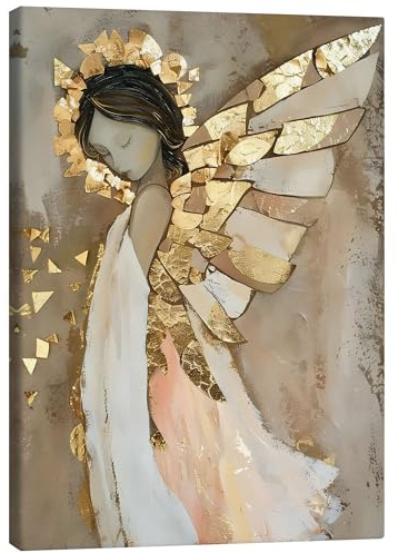 Posterlounge Goldener Engel III Leinwandbild | 30 x 40 cm von LSR Design Studio Gold Wandbilder Wanddeko