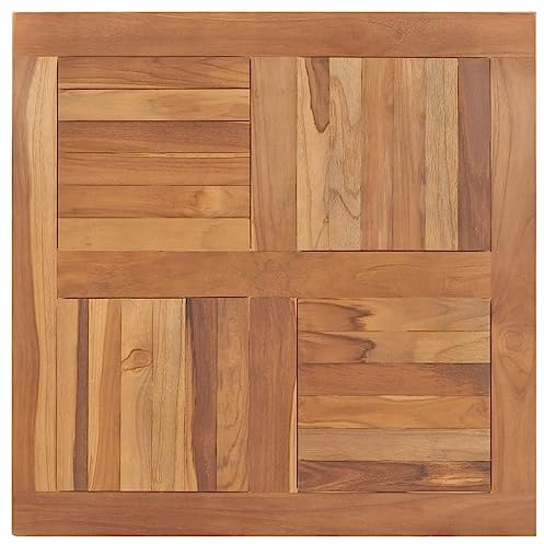 Qnhdfrt Square Solid Teak Wood Table Top, 80 x 80 x 2.5 cm | Durable, weatherproof replacement board ideal for DIY indoor kitchen dining tables and outdoor patio furniture.