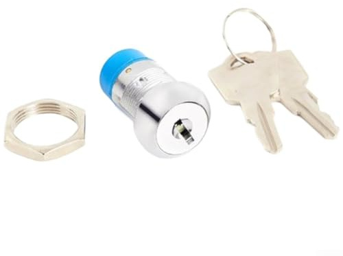 Reset-Schalterschloss, 19 mm, Zinklegierung, Reset-Schalter-Zylinder mit Messingschlüssel für Sicherheitssysteme, elektrische Schaltschränke