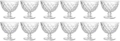 Tognana Diamond, set 6 coppette gelato 280 cc, vetro, trasparente (Confezione da 2)