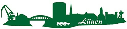 Samunshi® Aufkleber Lünen Autoaufkleber Skyline 15 x 3,2cm grasgrün