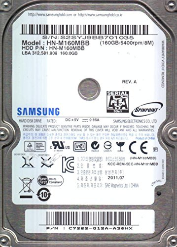 Samsung HN-M750MBB (M160HC Spinpoint M8 Internal Hard Drive 160GB 6.4 cm (2.5 Inches), 5400 RPM, SATA II)