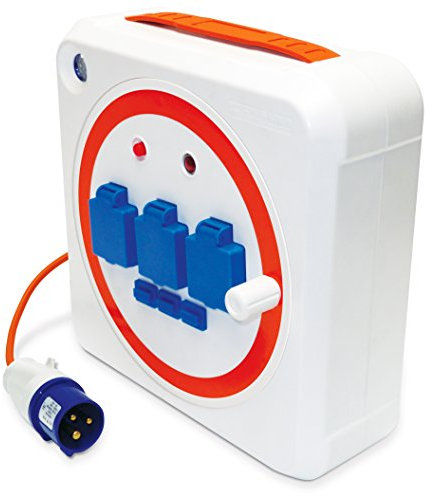 Crusader V893 Powerpro Multi-Use 15m Extension Mobile Mains Reel Hook Up with RCD for Camping, Caravan and the Garden