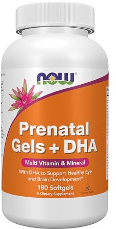NOW Supplements, Prenatal Gels + DHA with 250 mg DHA, 180 Softgels
