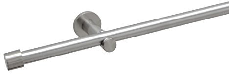 Garduna - Gardinenstange Ø 16mm Cap, 1 -lauf, edelstahl -optik (ohne Ringe) - 240cm (2x120cm).