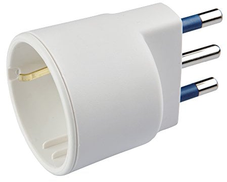 Poly Pool | PP0432S Adattatore Presa Schuko Spina Grande 250V- Adattatore Spina Tedesca-Italiana 10A/16A con Terra Laterale - Adattatore con Spina 16A 2P+T - Adattatore 100% Made in Italy Bianco