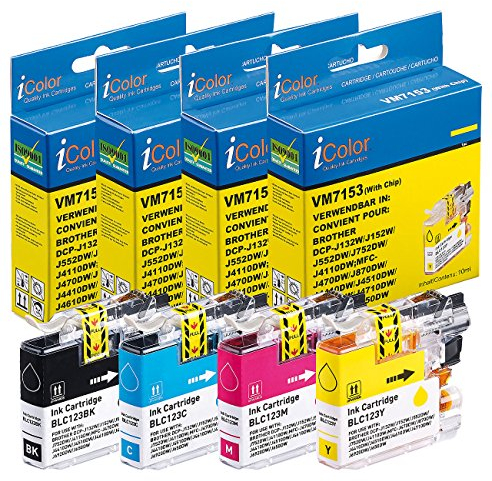 iColor Brother Mfc J470dw: ColorPack für Brother (ersetzt LC-123), BK/C/M/Y (Tinten für Drucker, Tinten Tintenstrahl-Drucker)
