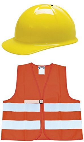 BUSDUGA 2726 Bauhelm und Warnweste für Kinder, als Set