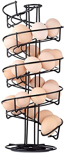 Toplife Spiral Design Metal Egg Skelter Dispenser Rack, Storage Display Rack, Black