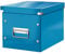Leitz Click & Store Aufbewahrungsbox mit Deckel Mittel-Groß, Würfelbox für Regale im Wohnzimmer oder Büro, Transportbox aus 80 % recycelter Premium-Hartpappe, Stabile Metallgriffe, Blau, 61090036