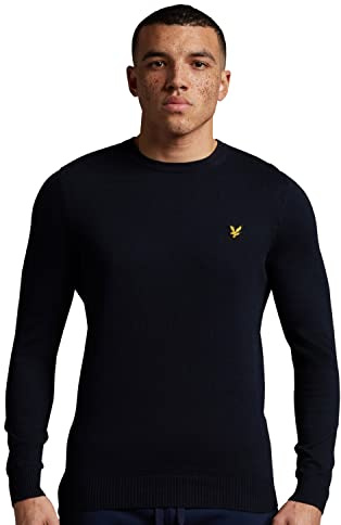 Lyle & Scott Mens Cotton Merino Crew Sweater - Dark Navy - L