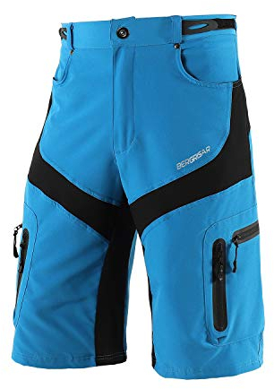 BERGRISAR MTB Hose Herren Kurz Fahrradhose Radlerhose Loose-fit mit 6 Tachen, Atmungsaktiv & Wasserabweisend 1806BG - Blau - Groß