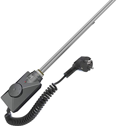 HOTTECH - Heating Element Volcano, Electric Water Heater 600 Watts, Immersion Heater with Water and Air Temperature Control for Room, Bathroom Radiator and Electric Radiator - Anthracite