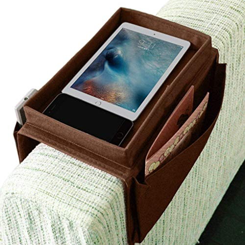 BEISIJIA Organiseur d'accoudoir de canapé avec plateau porte-gobelet, support de rangement pour télécommande TV, téléphone portable, tablette, magazines, livres