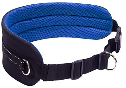 LASALINE Canicross Gürtel Bauchgurt für Hundeleine Dogtrekking Gürtel in Schwarz Blau