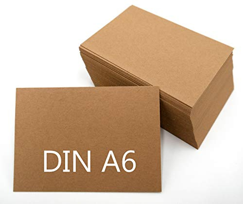 DIN A6 Blanko Kraftpapier Postkarten Karteikarten Set braun zum Selbstgestalten 225 & 300g/m² Bastelkarton (25 Blatt 300g/m²)
