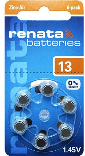 RENATA Blister de 6 Pile auditive ZA13 Zinc Air 0% Mercury