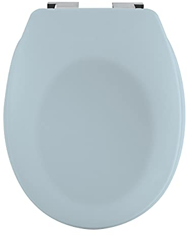 spirella Premium Toilettendeckel oval Klodeckel mit matten Finish und Softclose Absenkautomatik. Antibakterielle Klobrille aus Duroplast und rostfreiem Edelstahl - Ice Blau