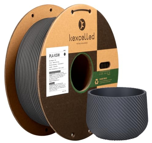 kexcelled 2,85 mm Matte PLA Filament +/- 0,03 mm, 3D Drucker Filament, Matt Effekt, Glanzfreie Farbe, 1 kg Spule (2,2 lbs), Passend für die Meisten FDM-Drucker, Ordentliche Wicklung, Rauchgrau