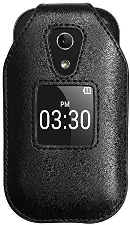 CBUS Fitted Leather Case with Rotating Belt Clip for Doro 7050/7060/7070 (Black)