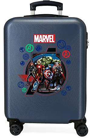 Marvel Les Avengers on The Warpath Valise de Cabine Bleue 38 x 55 x 20 cm Rigide ABS Fermeture à Combinaison latérale 35 l 2 kg 4 Roues Doubles Équipement à Main