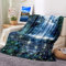 Daesar Wohndecken Kuscheldecken 180X220, Decke Warm Winter Natur Wasserfall Aufdruck Fleecedecke für Sofa