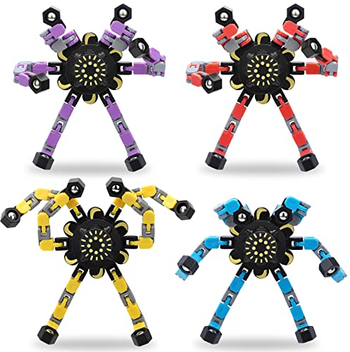6Pack Deformation Roboter Fidget Spinner Spielzeug für Kinder Erwachsene, DIY Transformator Mechanische Kette Fingertip Spielzeug Novely Gyro Geschenke für Klassenzimmer Ostern Geburtstagsfeier