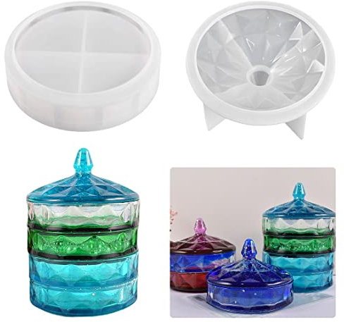 Koonafy 2 Stück Box Silikonformen Epoxidharz Form Boxen Silikon Gießform Dose mit Deckel, Mehrschichtige Box, Dekor-Form für DIY Aufbewahrung von Schmuck, Schmuck, Süßigkeiten, Handwerk
