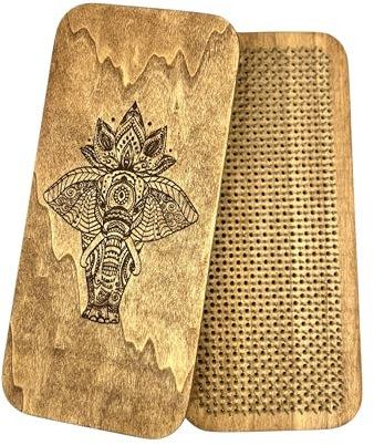 Planche Sadhu avec des clous en cuivre «Éléphant», tableau avec clous, Sadhu Board pour le yoga et la méditation, massage des pieds Acupressure (Distance entre les clous 8 mm, Clous en cuivre)