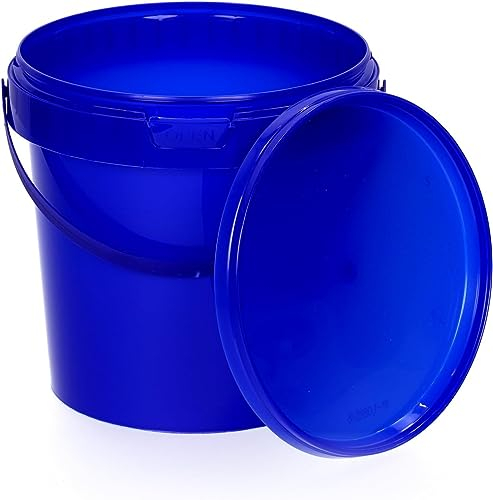BenBow Seau avec Couvercle 1L Bleu 100x 1 Litre - apte au Contact Alimentaire, Stable, hermétique, étanche, sans Odeur - récipient de Stockage en Plastique, avec poignée - Vide