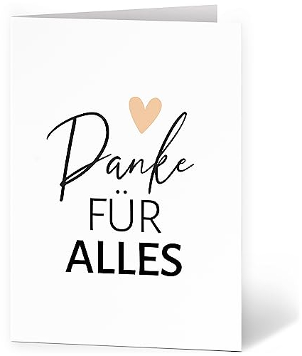 Einladungskarten Manufaktur Hamburg XXL Dankeskarte A4 große Karte mit Umschlag Bedanken Danke sagen Grußkarte Motiv Schöne Schrift mit rosa Herz