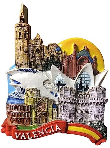 Imán para nevera Valencia España, recuerdo de viaje, 3D, decoración magnética para nevera, colección Craft