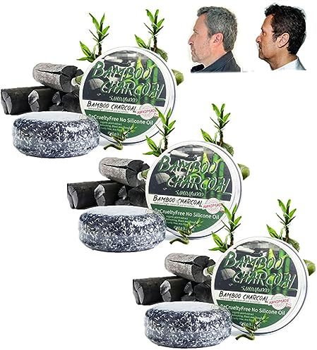 Sundaz Pure Gray Hair Charcoal Bar, Sundaz Pure Gray Hair Reverse Bar, Gray Hair Reverse Bar, Bamboo Charcoal Bar Soap Gray Hair, Natural Gray Hair Darkening Bar for Men & Women (3pcs)
