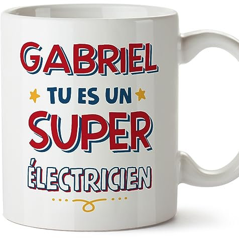 Mugffins Tasses Personnalisables pour ÉLECTRICIEN homme - En Français - Cadeau Personalisé- Tu es Super - 11 oz / 330 ml